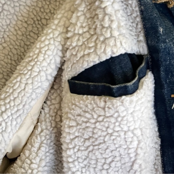 Y2K New Territories Barn Chore Jacket Lambs Leather Sherpa Denim Men’s Large - Picture 13 of 15